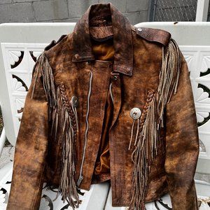 VINTAGE WESTERN FRINGE HEAVYWEIGHT LEATHER JACKET